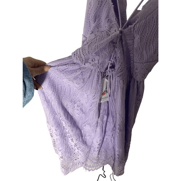 NWT Amazon Open Back Corset Lace Women's Cross Halter Lilac Dress - Picture 8 of 9